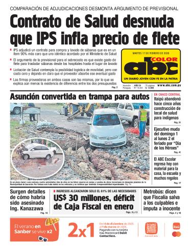 Tapa del diario ABC COLOR del martes, 17 de febrero del 2026