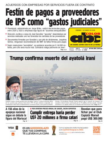 Tapa del diario ABC COLOR del domingo, 01 de marzo del 2026