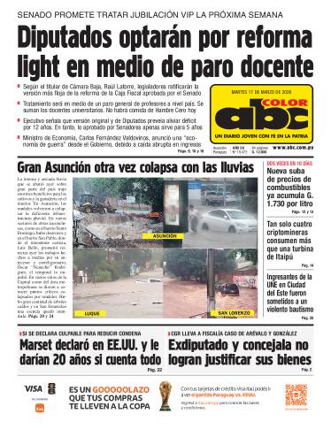 Tapa del diario ABC COLOR del martes, 17 de marzo del 2026