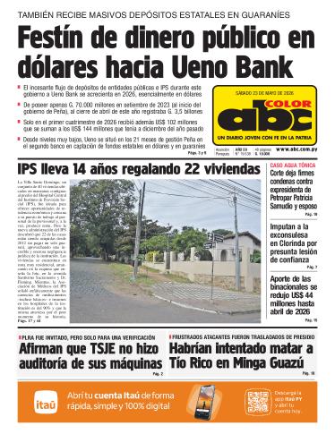 Tapa del diario ABC COLOR del sábado, 23 de mayo del 2026