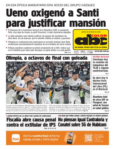 Tapa del diario ABC COLOR del jueves, 28 de mayo del 2026