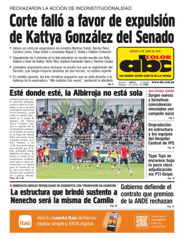 Tapa del diario ABC COLOR del martes, 09 de junio del 2026