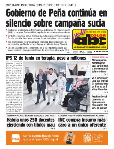 Tapa del diario ABC COLOR del martes, 16 de junio del 2026