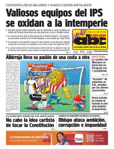 Tapa del diario ABC COLOR del lunes, 29 de junio del 2026