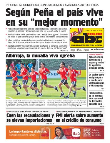 Tapa del diario ABC COLOR del jueves, 02 de julio del 2026