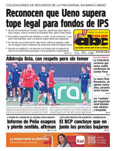 Tapa del diario ABC COLOR del viernes, 03 de julio del 2026