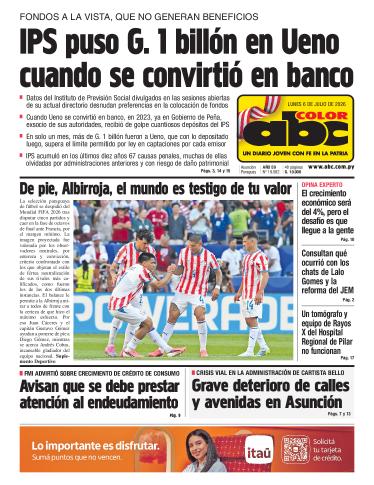 Tapa del diario ABC COLOR del lunes, 06 de julio del 2026