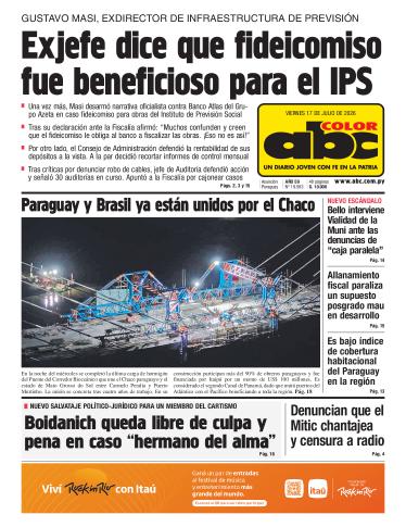Tapa del diario ABC COLOR del viernes, 17 de julio del 2026