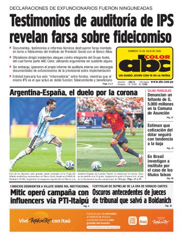 Tapa del diario ABC COLOR del domingo, 19 de julio del 2026