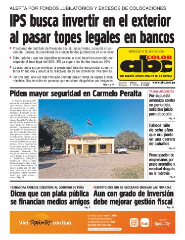 Tapa del diario ABC COLOR del miércoles, 22 de julio del 2026