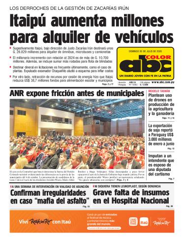 Tapa del diario ABC COLOR del domingo, 26 de julio del 2026
