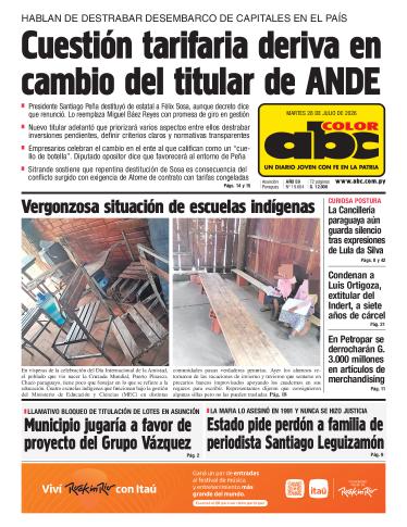 Tapa del diario ABC COLOR del martes, 28 de julio del 2026