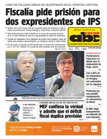 Tapa del diario ABC COLOR del miércoles, 05 de agosto del 2026