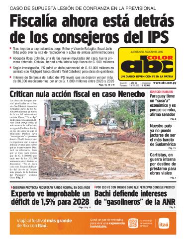 Tapa del diario ABC COLOR del jueves, 06 de agosto del 2026