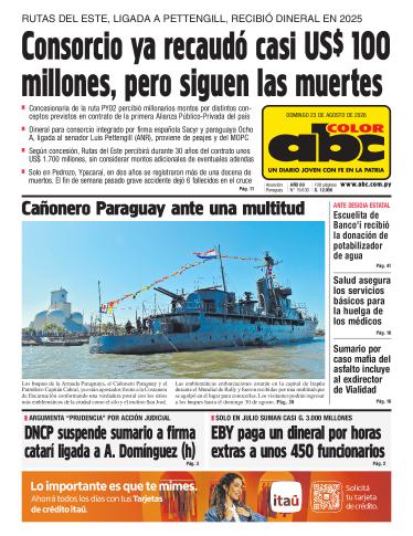 Tapa del diario ABC COLOR del domingo, 23 de agosto del 2026