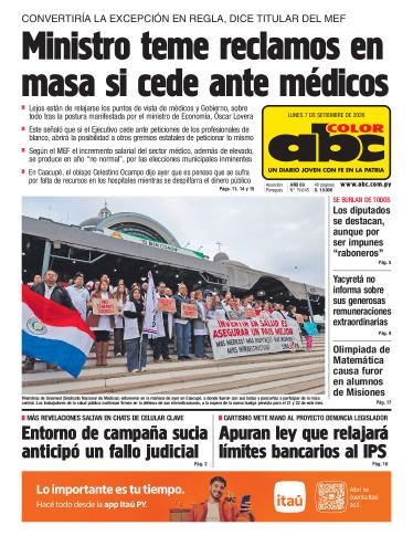 Tapa del diario ABC COLOR del lunes, 07 de septiembre del 2026