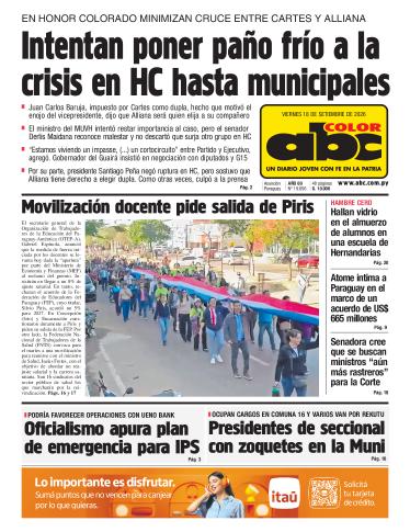 Tapa del diario ABC COLOR del viernes, 18 de septiembre del 2026