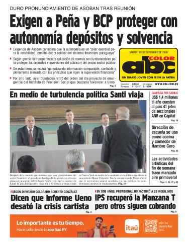 Tapa del diario ABC COLOR del sábado, 19 de septiembre del 2026
