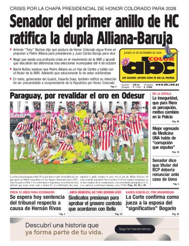 Tapa del diario ABC COLOR del jueves, 24 de septiembre del 2026