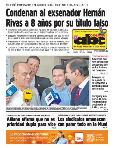 Tapa del diario ABC COLOR del viernes, 25 de septiembre del 2026