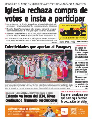 Tapa del diario ABC COLOR del lunes, 28 de septiembre del 2026