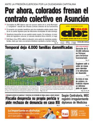Tapa del diario ABC COLOR del jueves, 01 de octubre del 2026