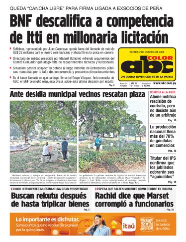 Tapa del diario ABC COLOR del viernes, 02 de octubre del 2026