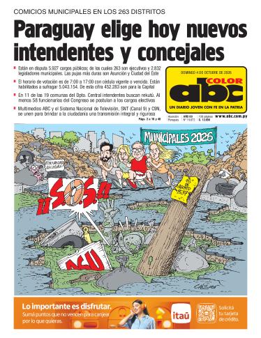 Tapa del diario ABC COLOR del domingo, 04 de octubre del 2026