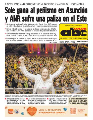 Tapa del diario ABC COLOR del lunes, 05 de octubre del 2026