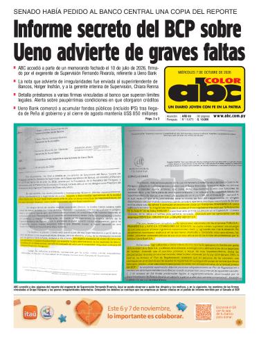 Tapa del diario ABC COLOR del miércoles, 07 de octubre del 2026