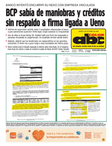 Tapa del diario ABC COLOR del jueves, 08 de octubre del 2026