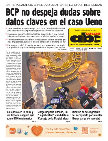 Tapa del diario ABC COLOR del sábado, 10 de octubre del 2026