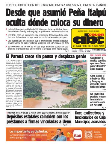 Tapa del diario ABC COLOR del martes, 13 de octubre del 2026