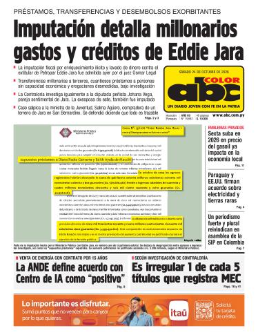 Tapa del diario ABC COLOR del sábado, 24 de octubre del 2026