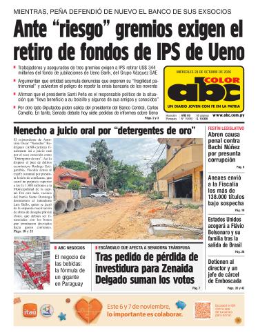 Tapa del diario ABC COLOR del miércoles, 28 de octubre del 2026