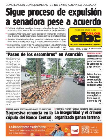 Tapa del diario ABC COLOR del viernes, 30 de octubre del 2026